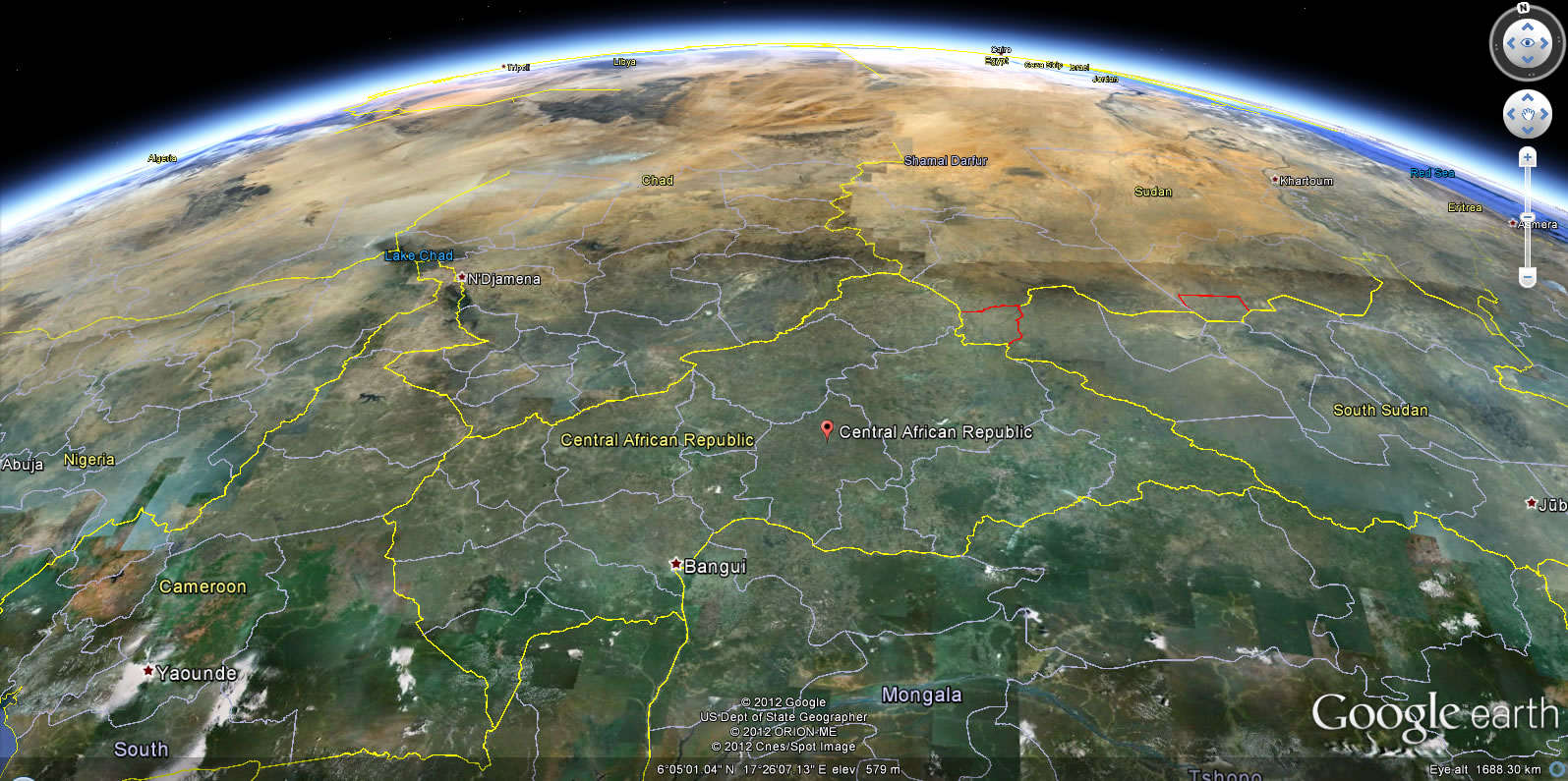 Republique Centrafricaine terre carte